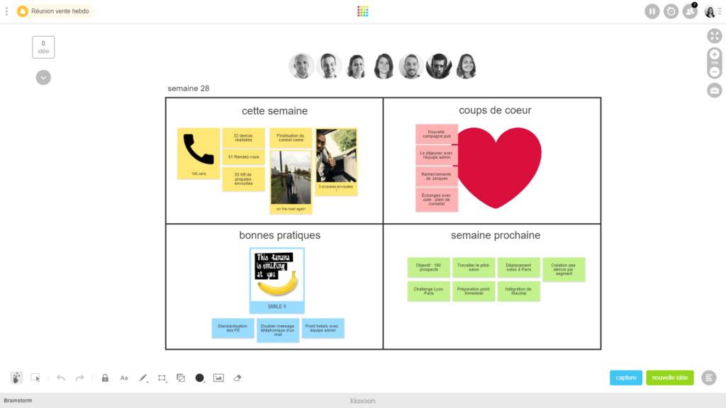 brainstorm réunion d'équipe hebdomadaire