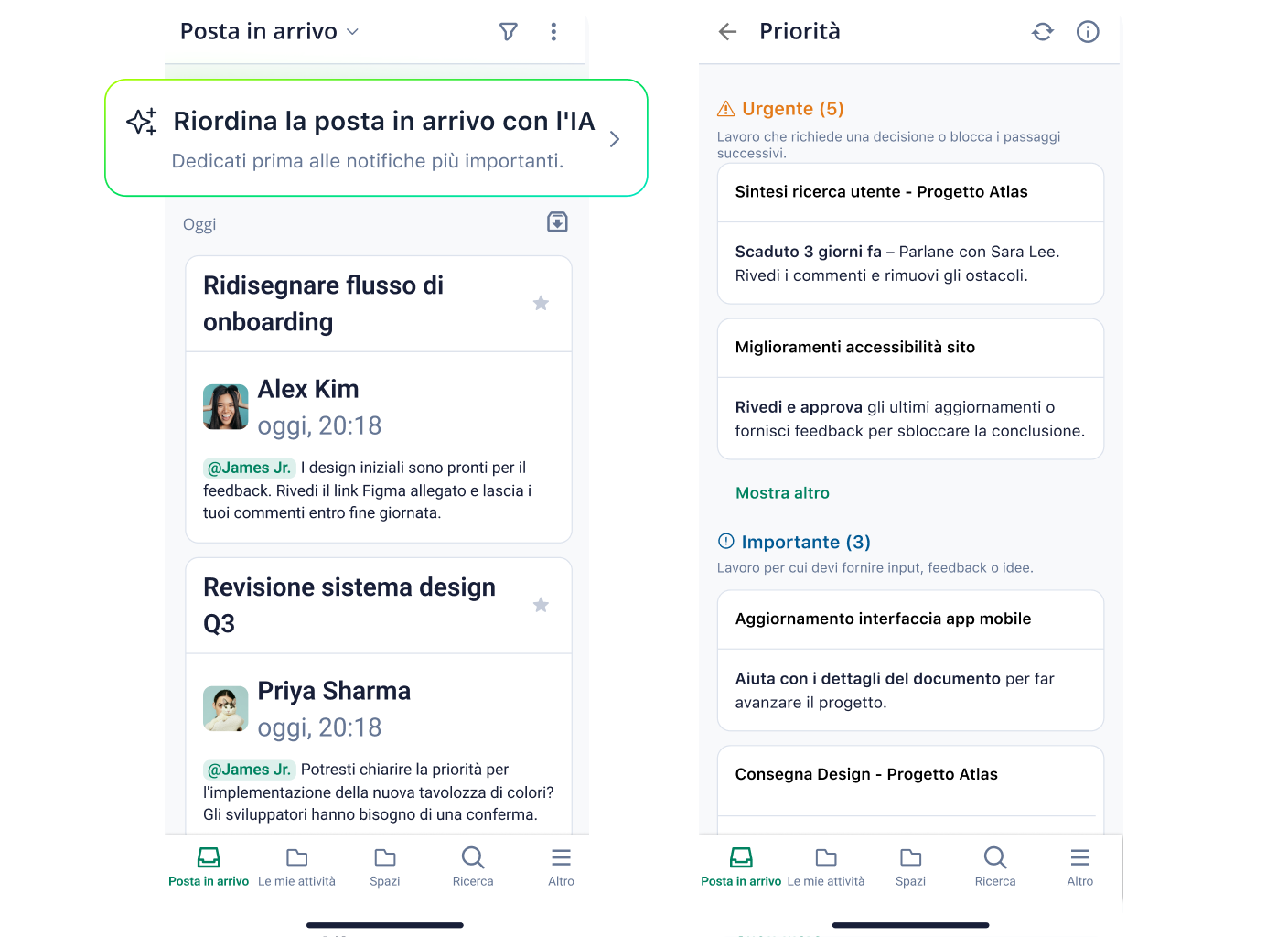 Wrike AI Priority Inbox mobile view showing prioritized messages and tasks.