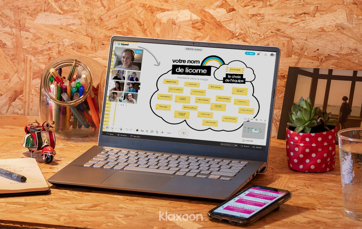 Exemple de l'icebreaker "La licorne" utilisé par une équipe en visio. | Klaxoon