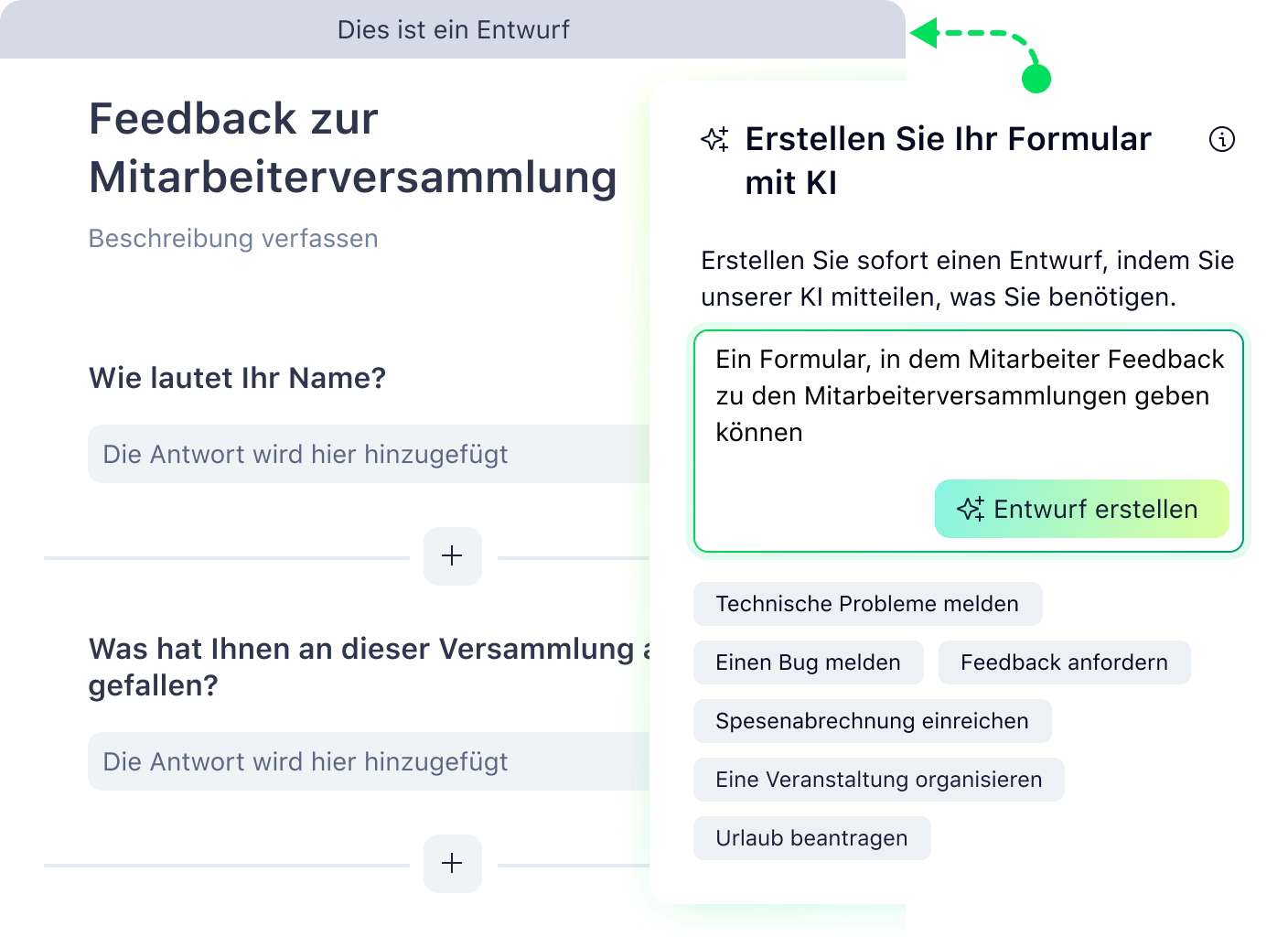 Wrike KI-Anfrageformular mit Feldern für Ziel, Aufgabenstellung und Ausgabeformat.