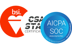 <h5>ISO/IEC 27001, ISO/IEC 27017, ISO/IEC 27018, ISO/IEC 27701 e CSA STAR Nível 2</h5>