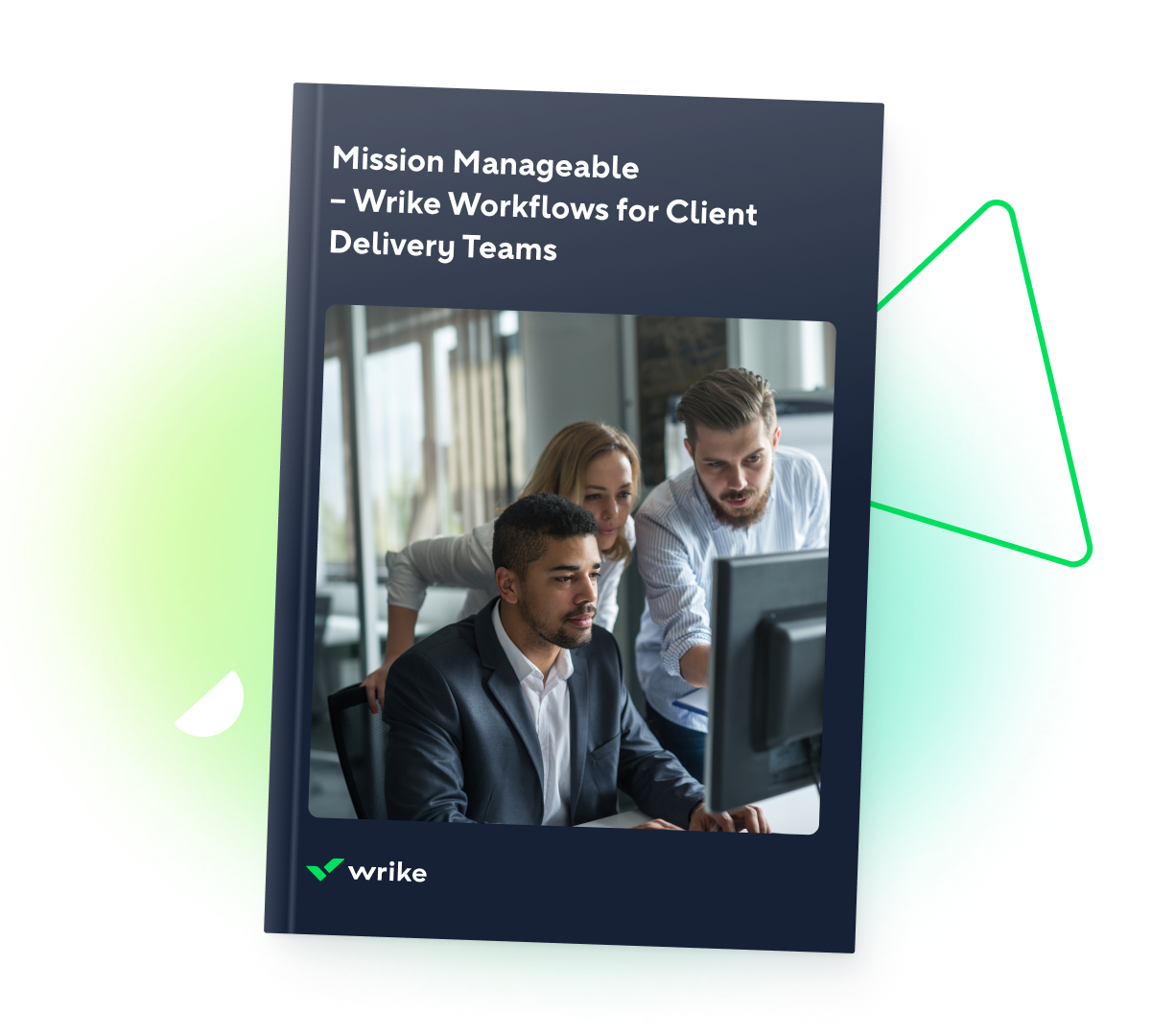 Mission Manageable ebook cover showcasing Wrike workflows for client delivery teams.