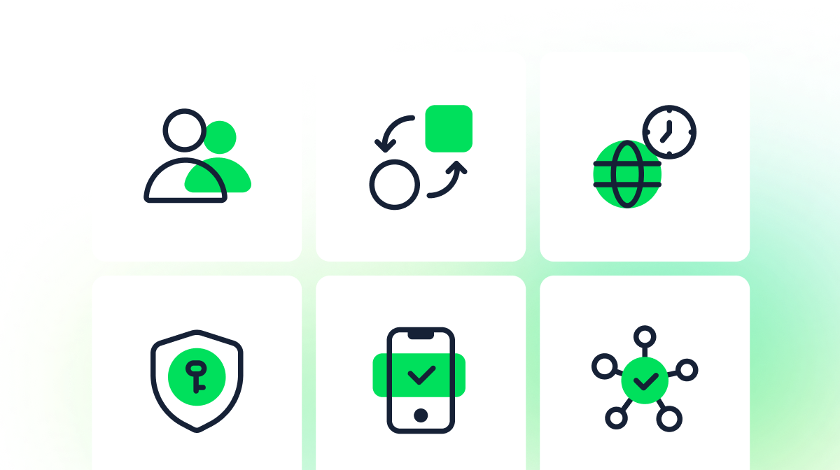 Secure collaboration with lock icon, document protection, and user authentication features.