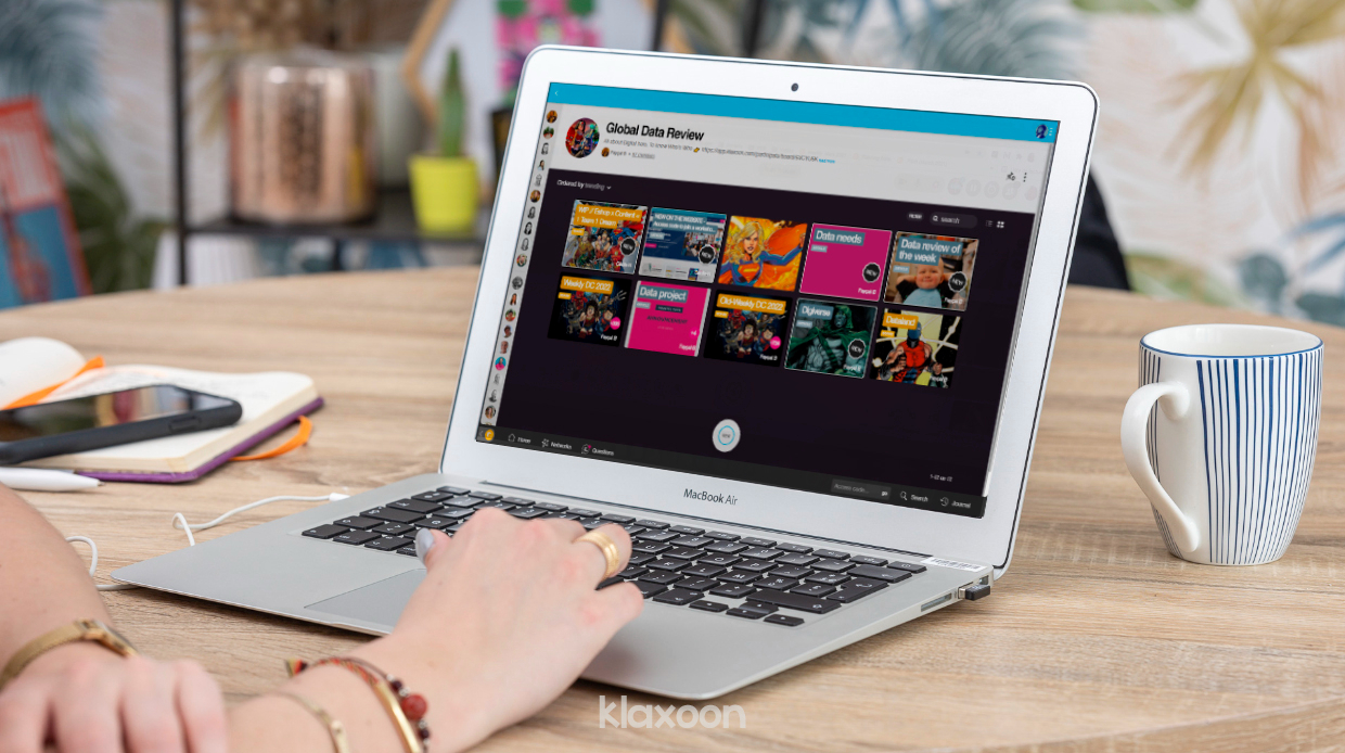 On a desktop screen, a data Network is open on Klaxoon, displaying several Boards corresponding to each data environment to discuss during the workshop. | Klaxoon