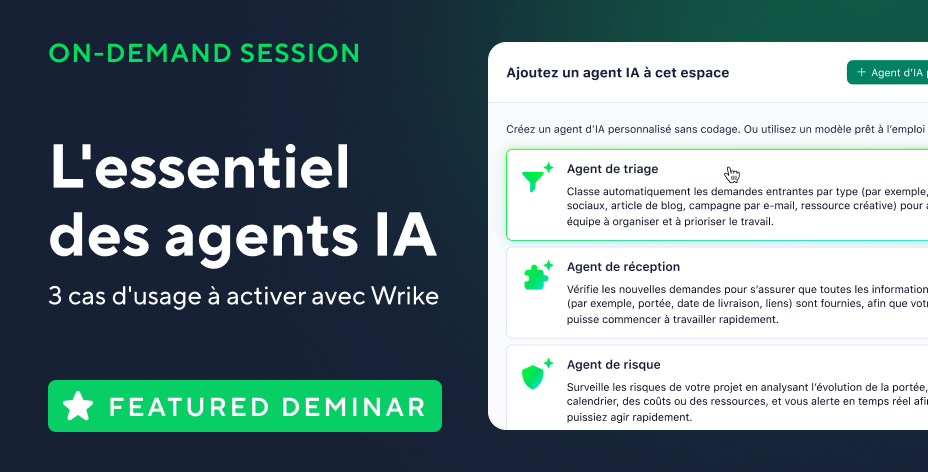 L'essentiel des agents IA : 3 cas d'usage à activer avec Wrike