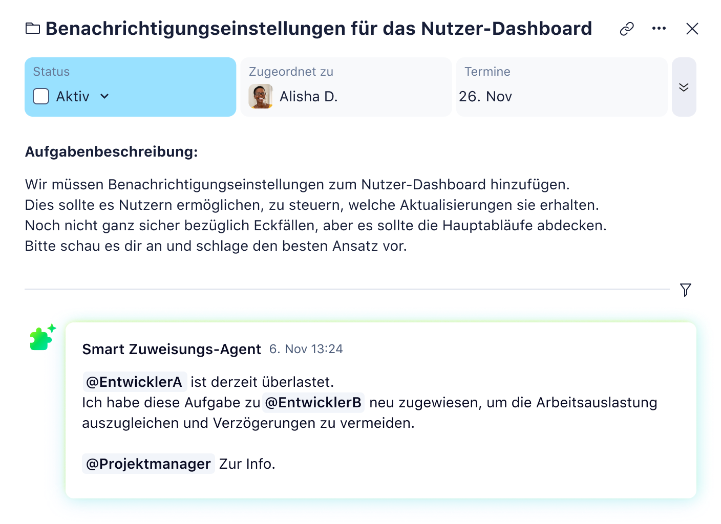Wrike KI-Agenten Aufgabenverteilung mit Teamaufgaben und Gantt-Diagramm.