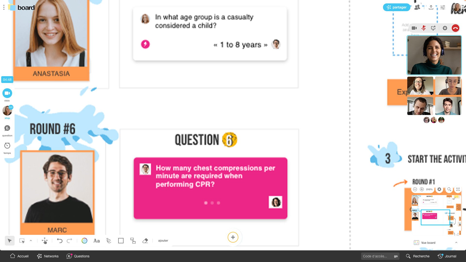 Overview of Board with the “The Match” warm-up. | Klaxoon