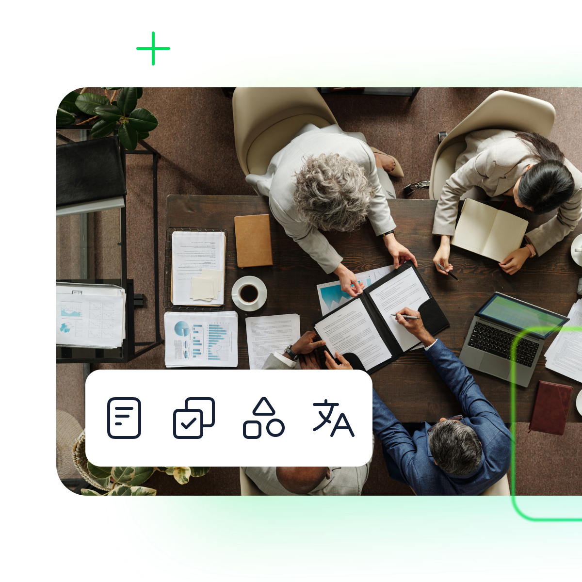AI agents workflow with chat, code, and automation icons.