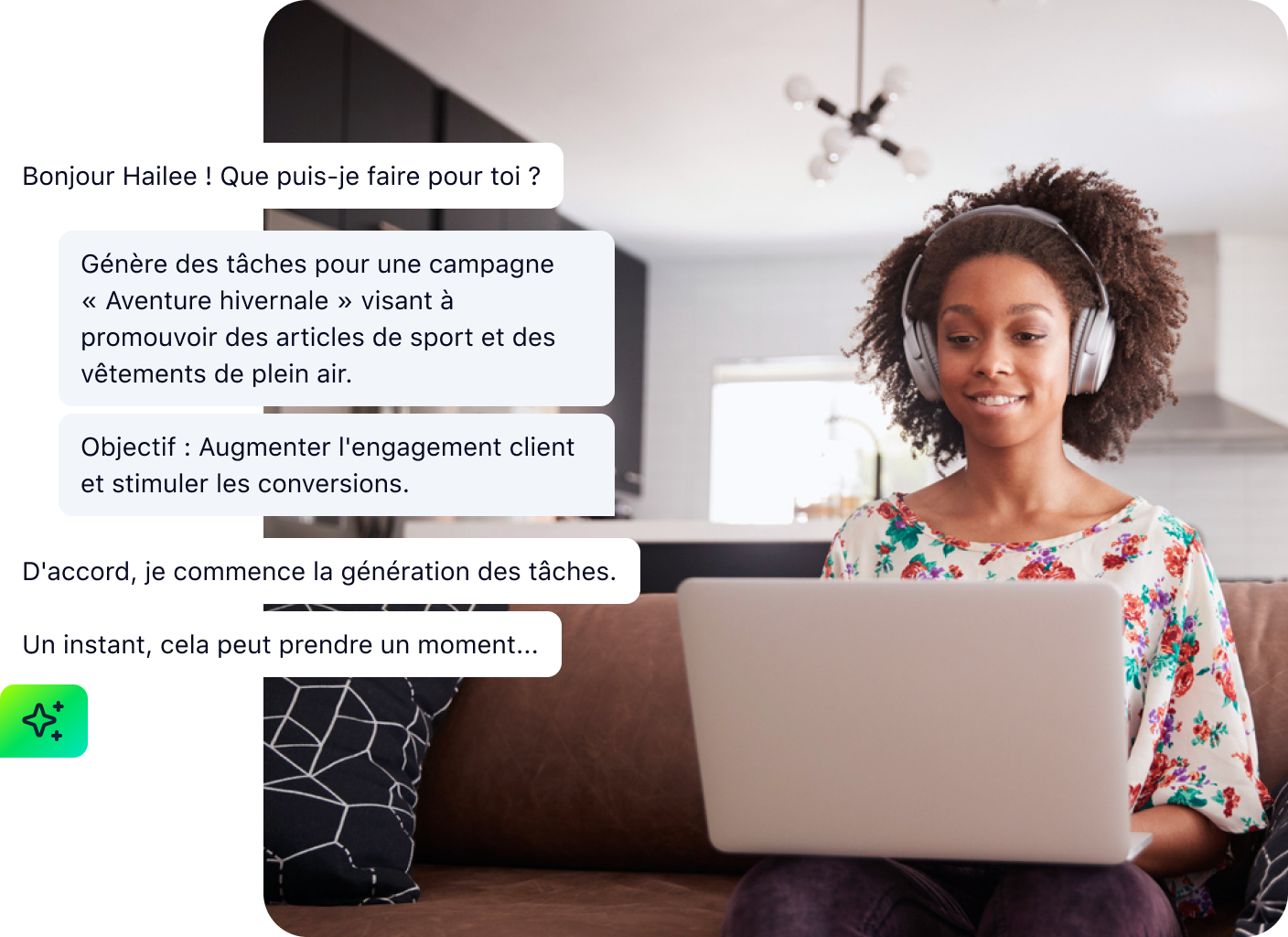 Capture d’écran Copilot Wrike montrant l’état d’avancement du projet.