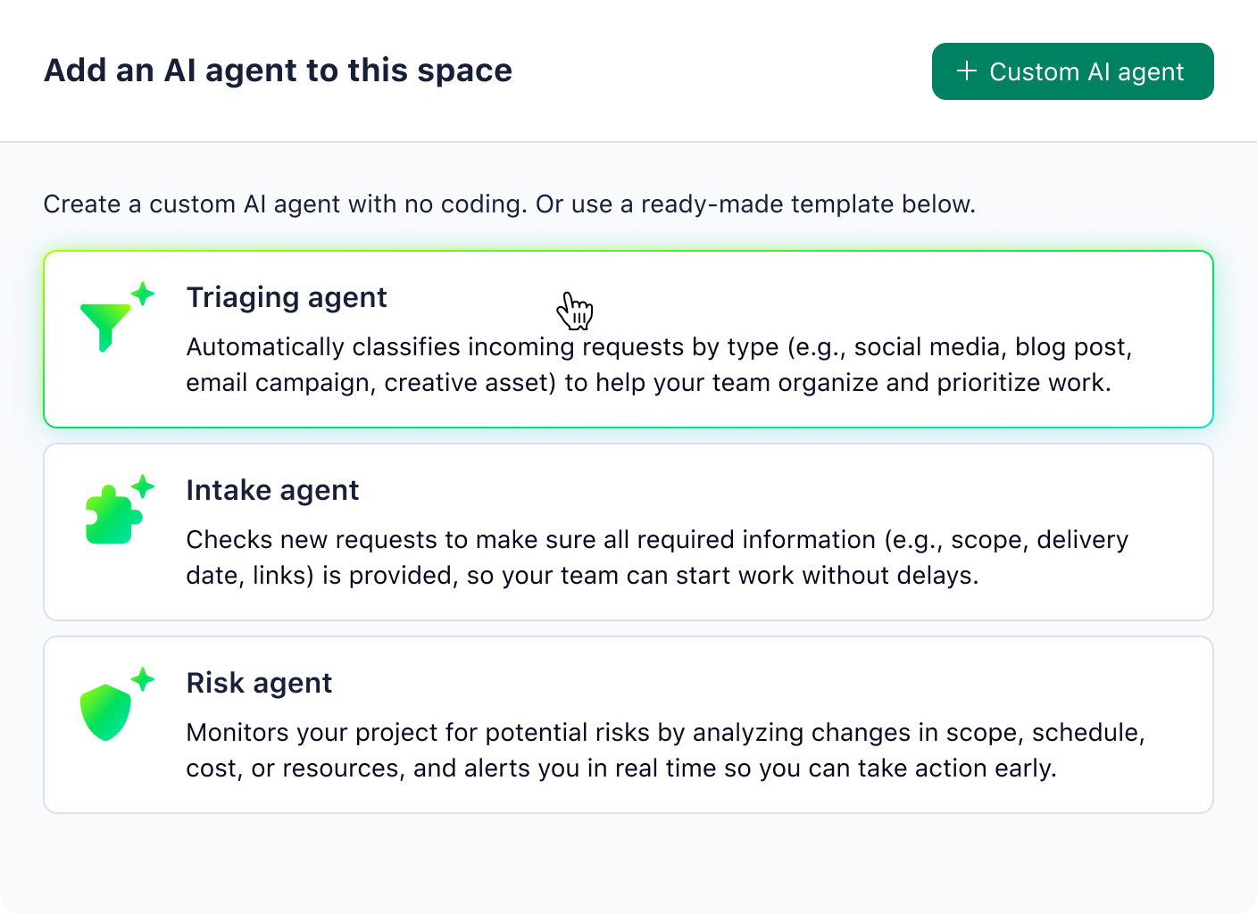 Wrike dashboard with 4 AI automation suggestions for task management rules.