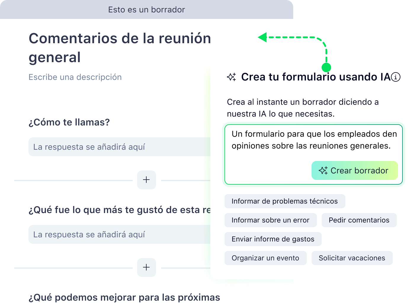 Panel de gestión de formularios de solicitud de IA en Wrike con lista de plantillas.