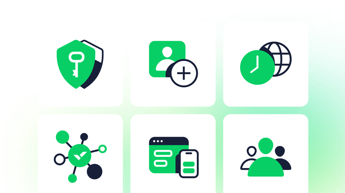 Secure collaboration with lock icon, document protection, and user authentication features.