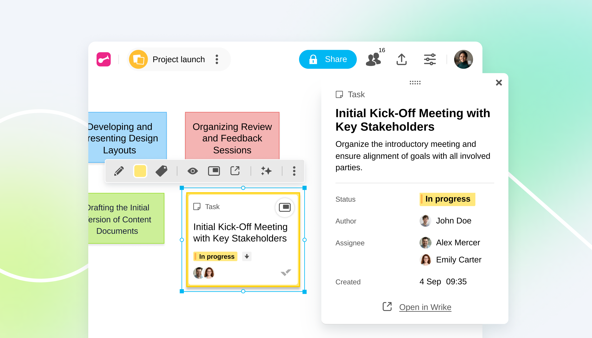Go visual with Wrike Whiteboard