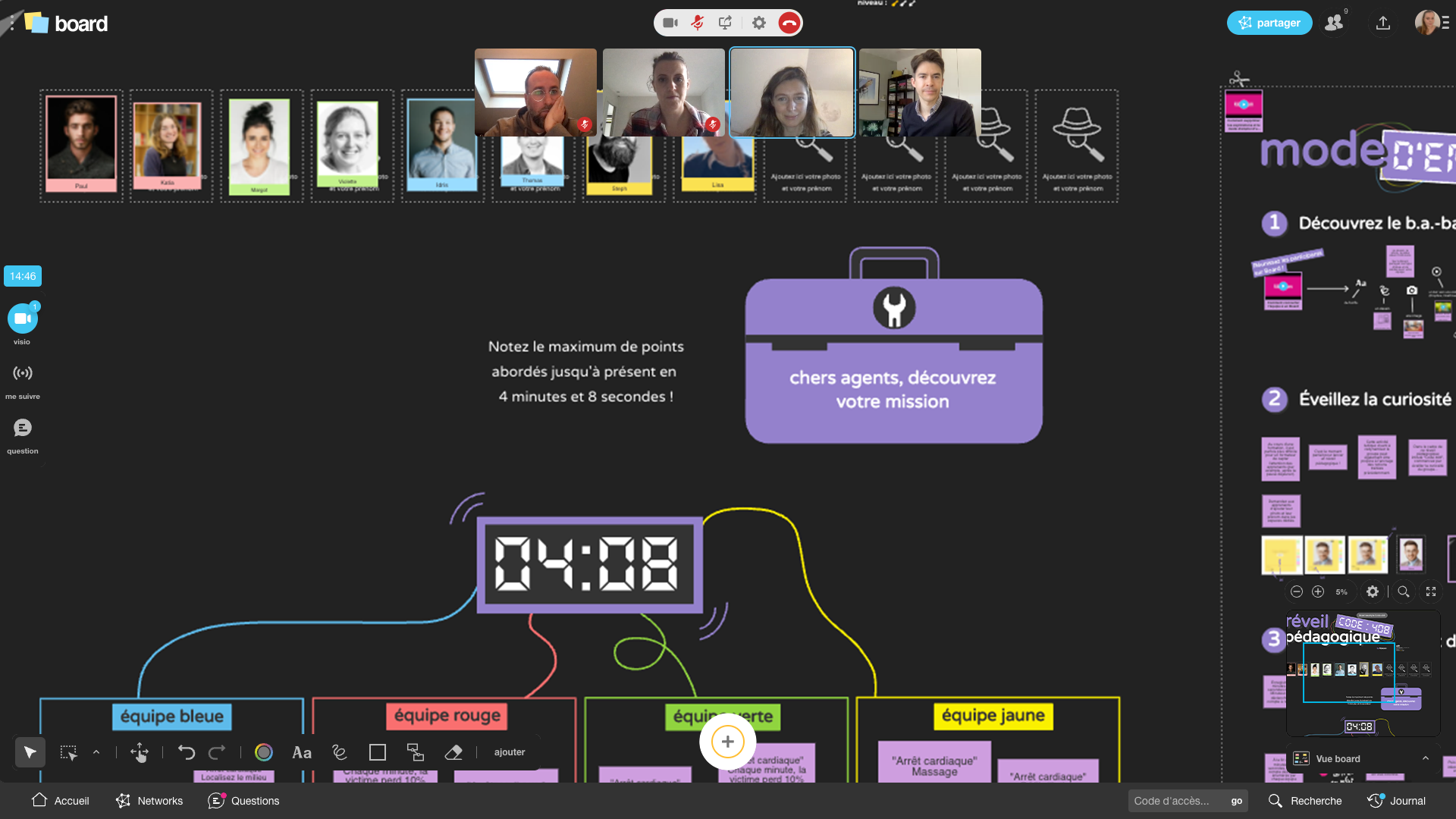 Exemple d'utilisation de Code 408 à distance en équipe avec visioconférence