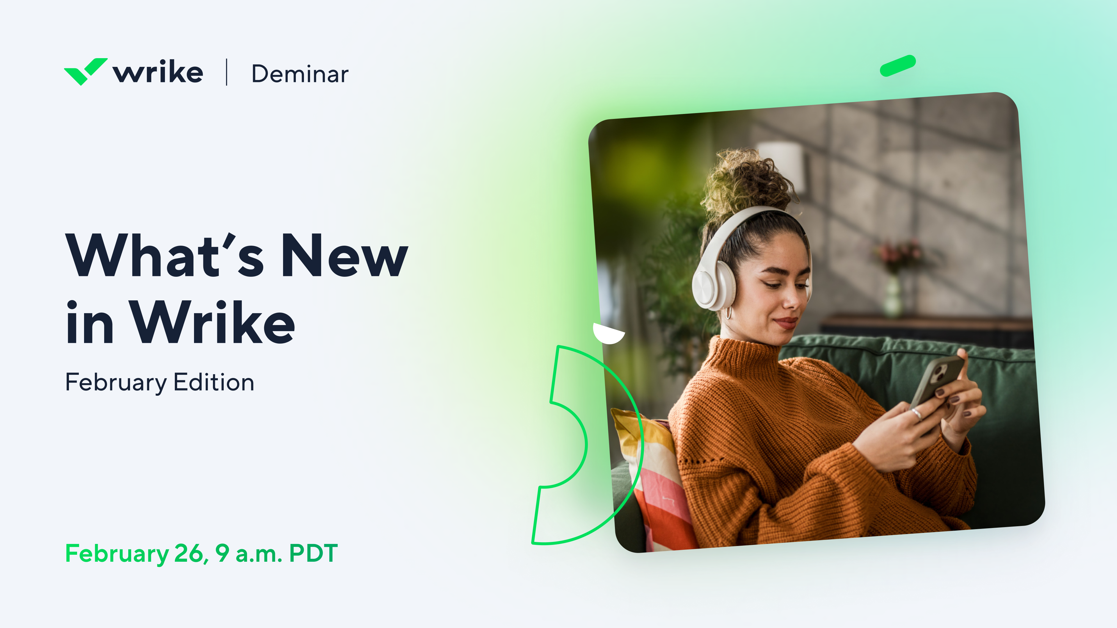 Wrike presentation title slide with placeholder headline and logo.