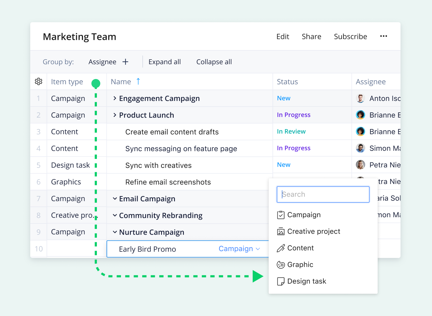 Table view arrow icon.