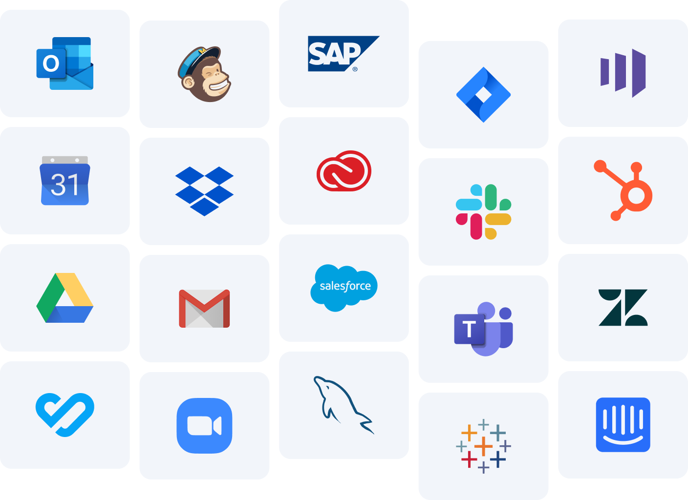 Wrike integrations dashboard showing search bar, Featured/All/My integrations filters and app icons.