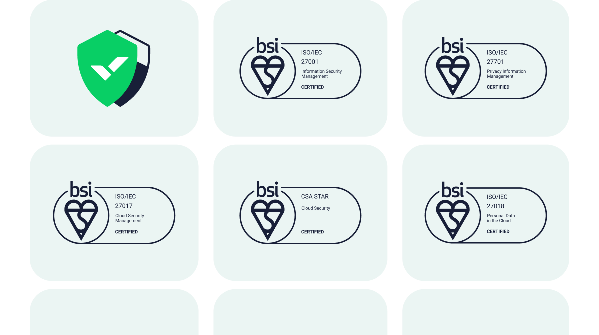 Enterprise security shield with lock icon and protection features.