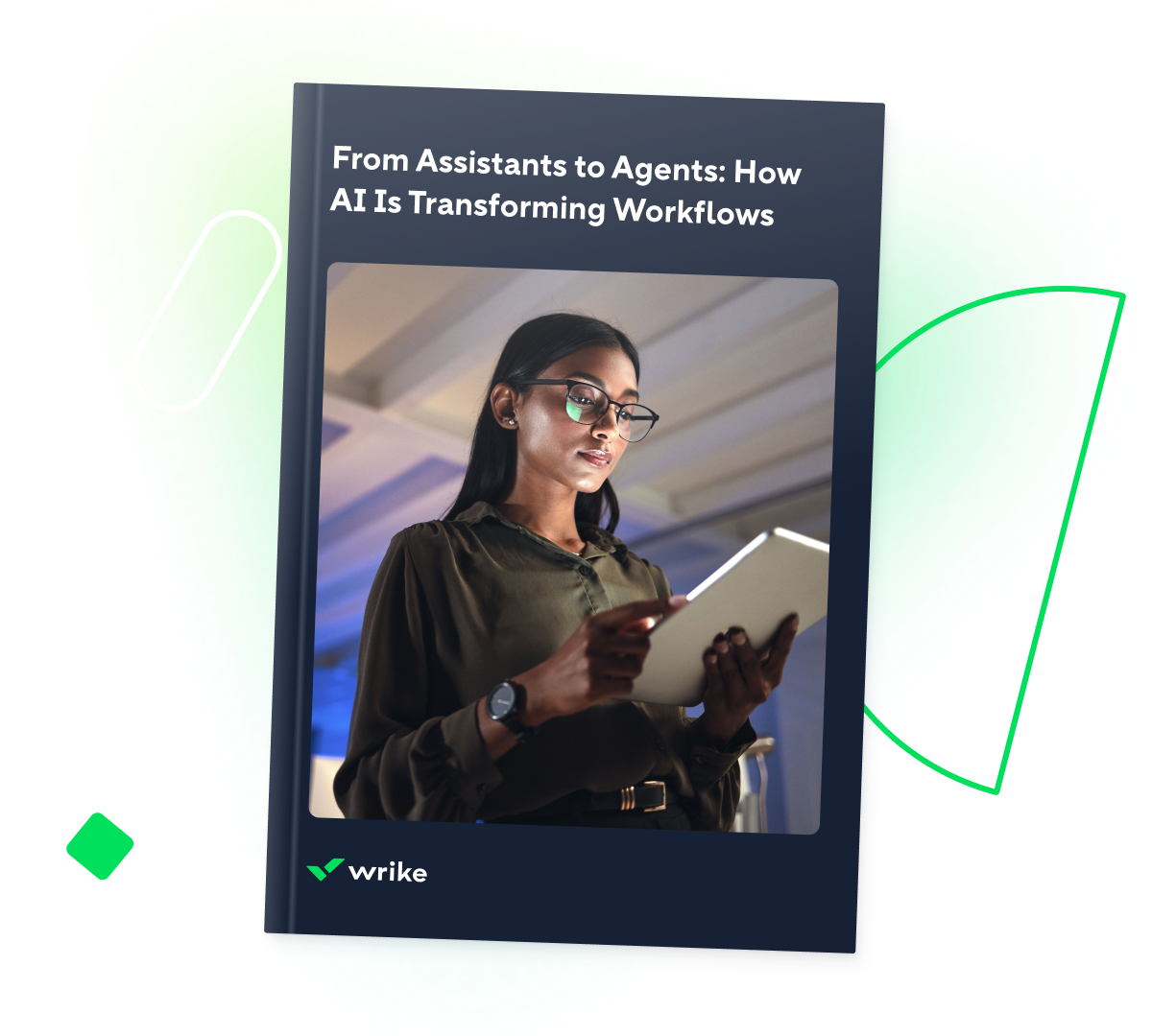 Ebook cover titled From Assistants to Agents: How AI Is Transforming Workflows.