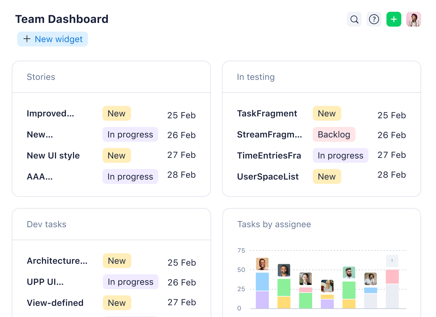 Product Screenshot Dashboards Team Dashboard