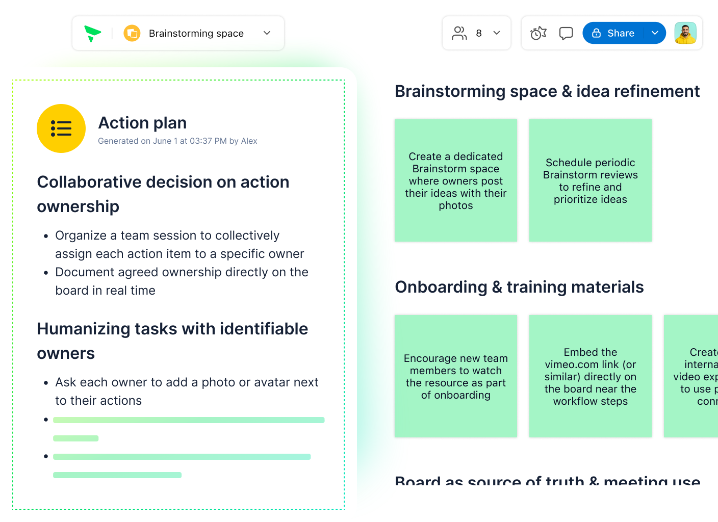 Klaxoon AI Action Plan dashboard.