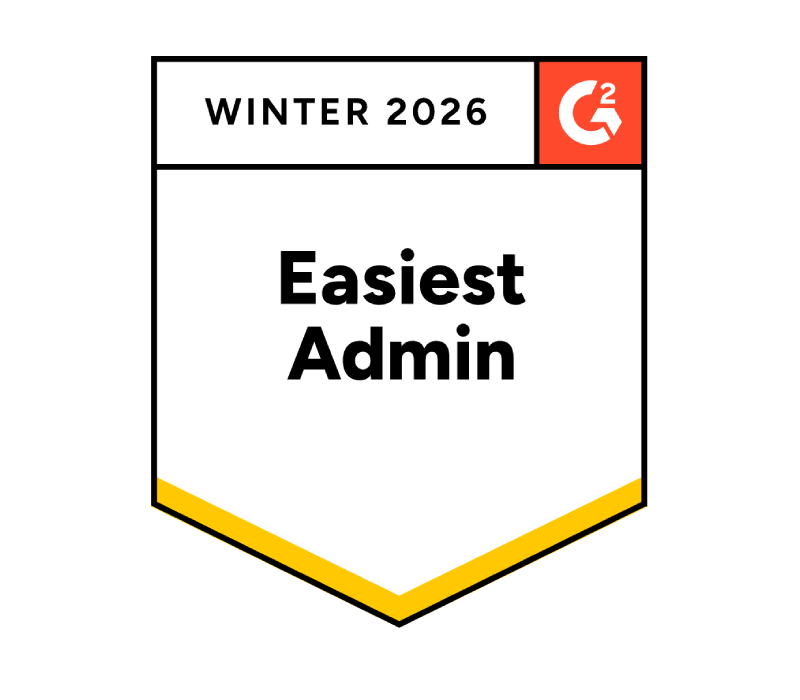G2 Easiest Admin to Use award badge.