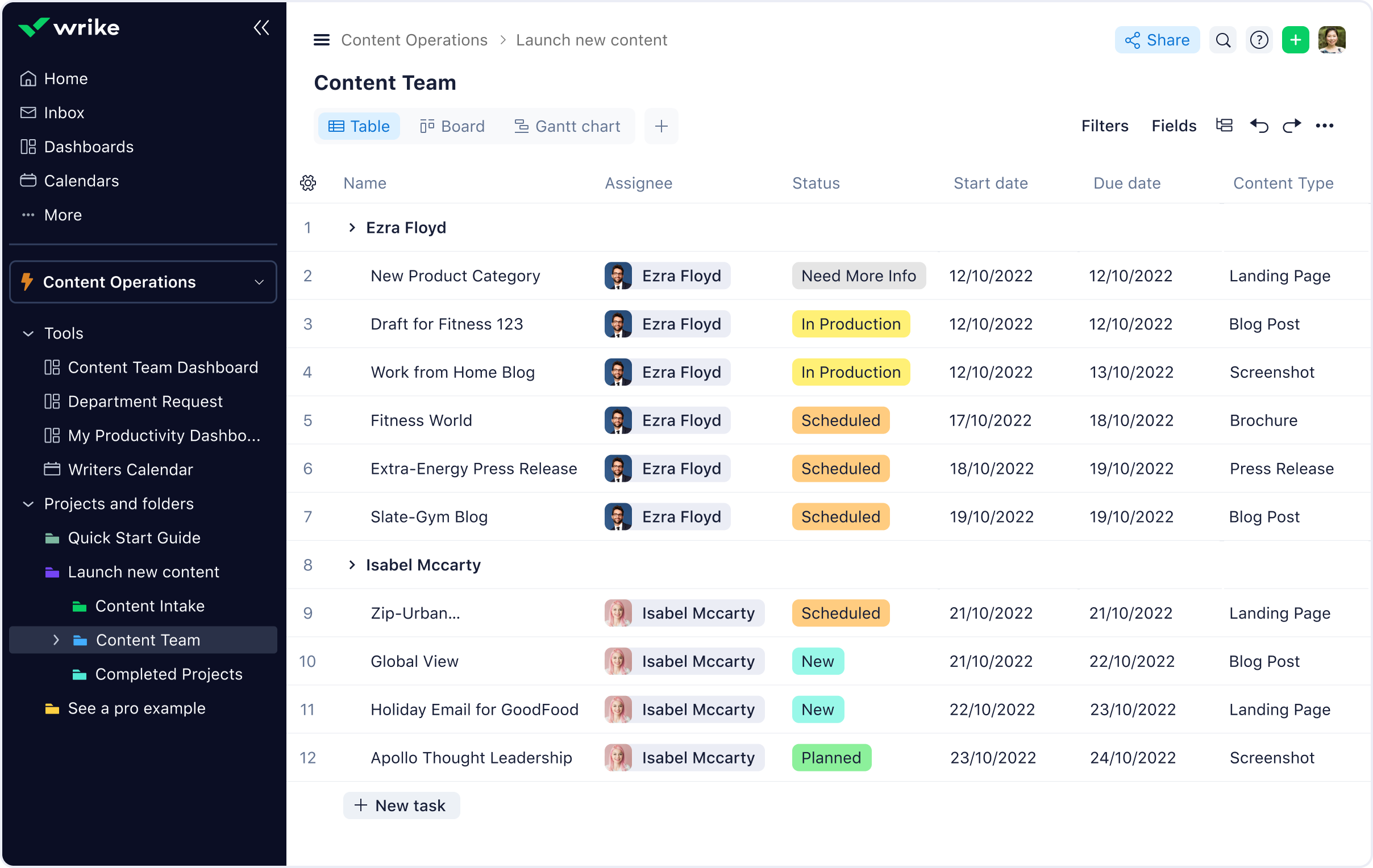 Content Operations Template Wrike Templates for Project Management