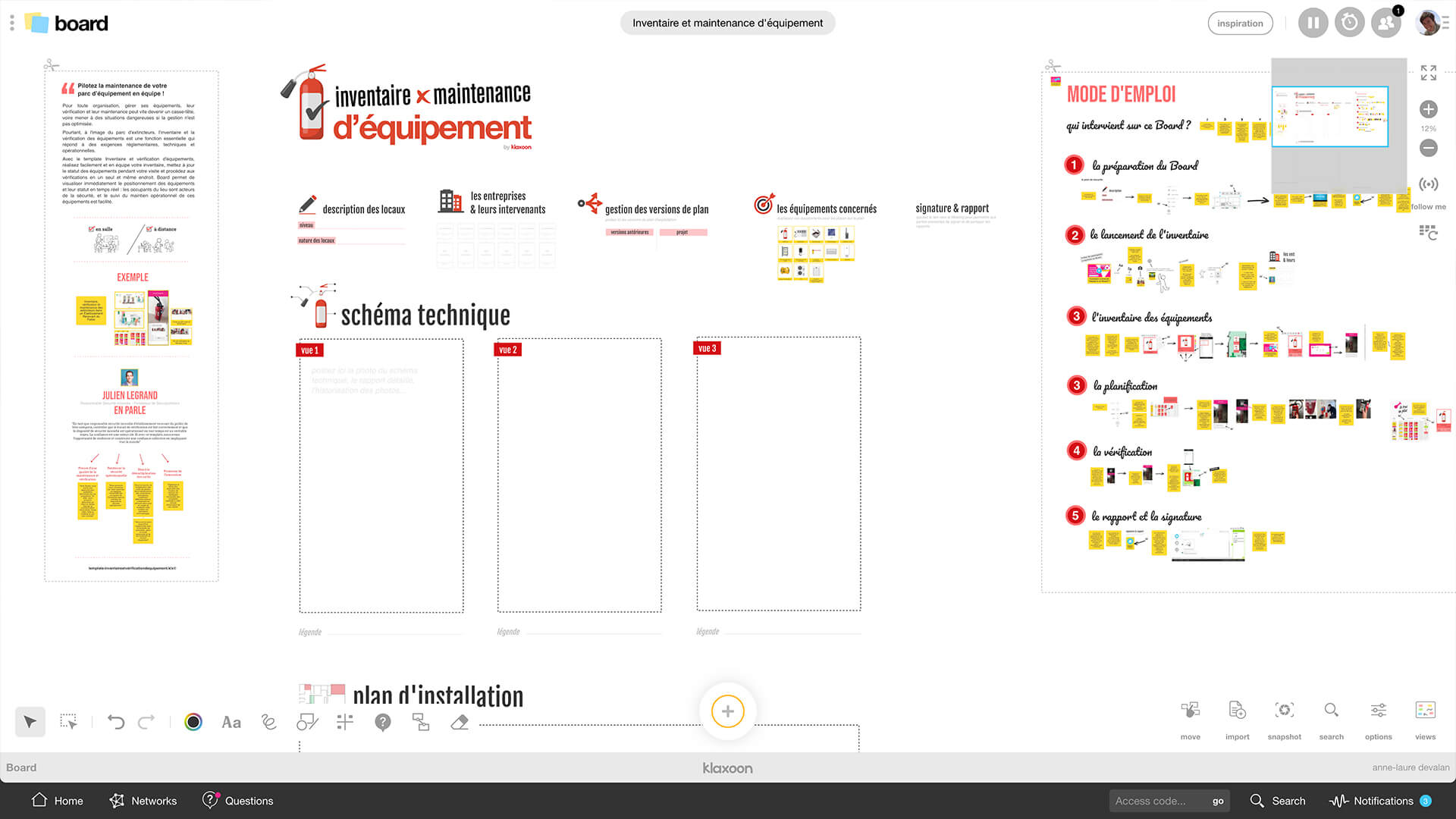 Equipment inventory and maintenance, details of the Klaxoon template. | Klaxoon