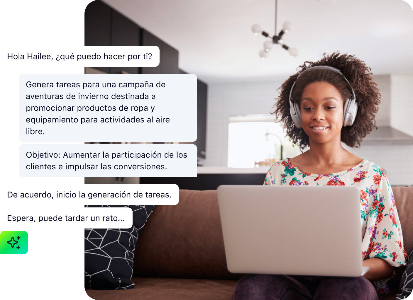 Pantalla de selección de idioma en Copilot con opciones de inglés, español y francés.