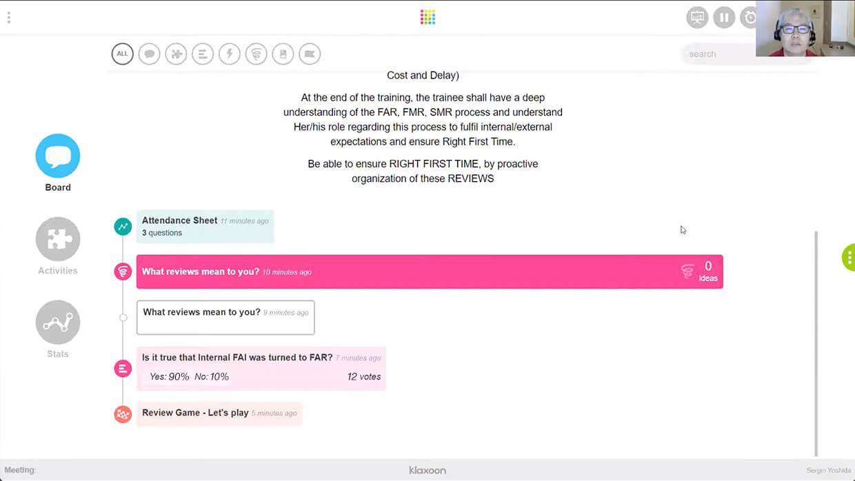 The facilitator view of the Meeting feed |Klaxoon