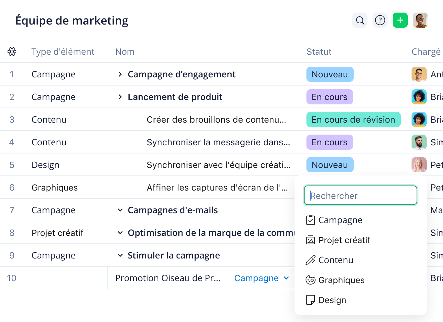 Icône de tri pour vue en tableau.