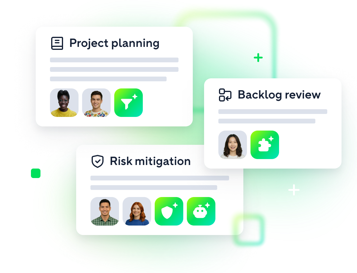 AI Agents Competition banner with colored robot icons and golden trophy.