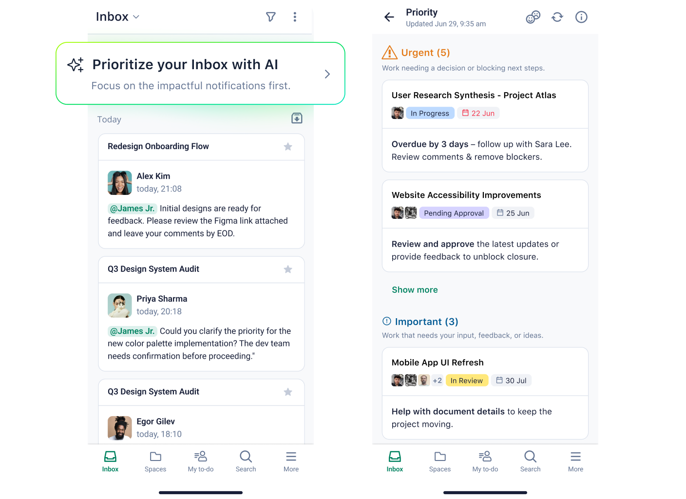 Wrike AI Copilot mobile interface with chat prompt and task creation suggestions.