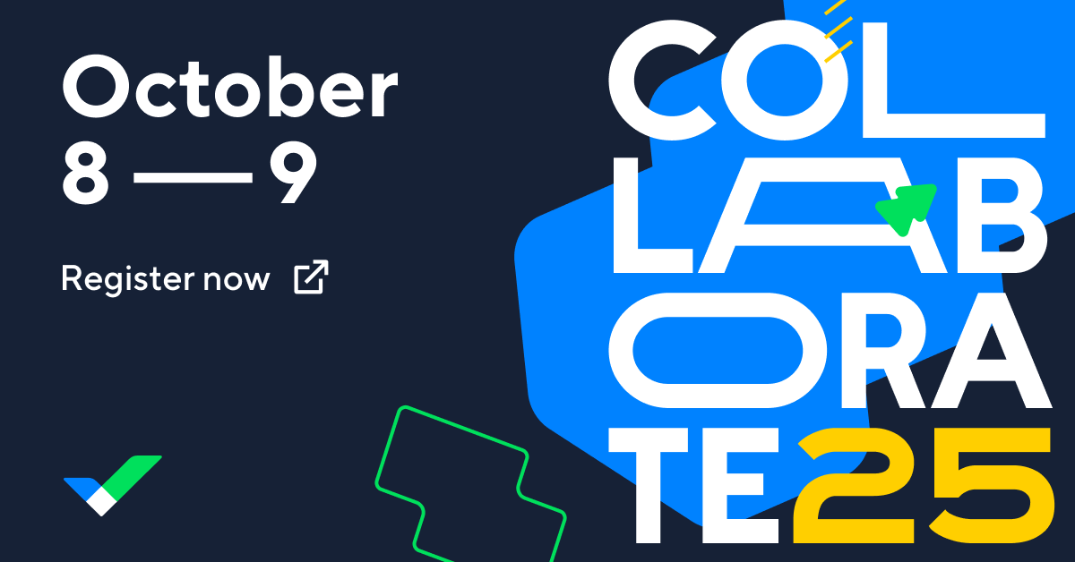 Wrike Collaborate 2025 banner with digital collaboration icons and event title.