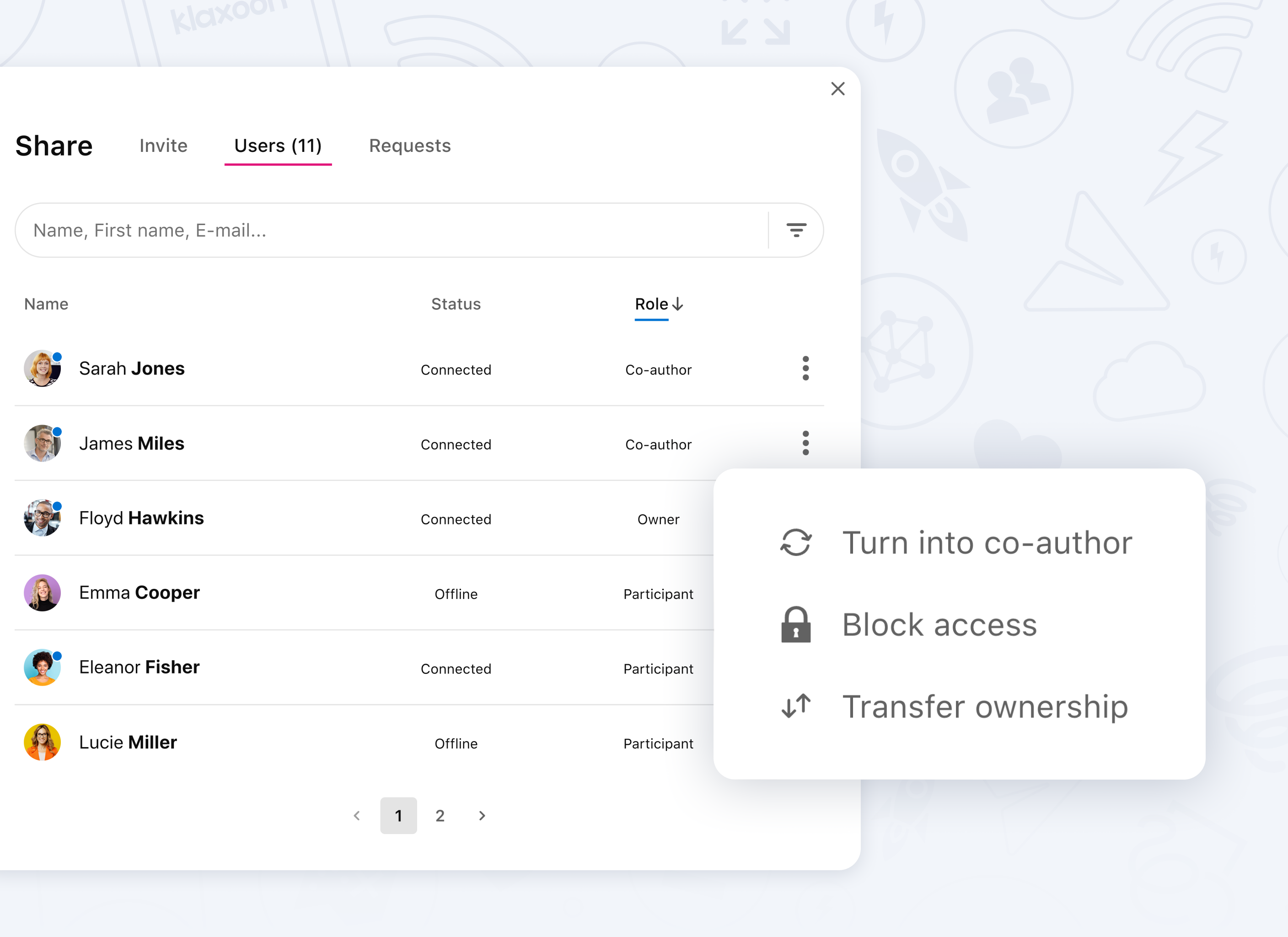 Manager and participant user role icons.
