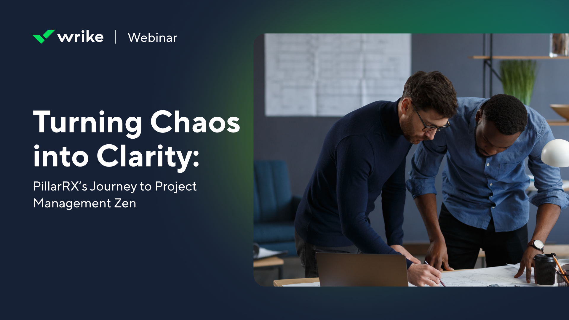 Deminar CSD Project Mgmt Zen webinar featuring Wrike dashboards on laptop and mobile.