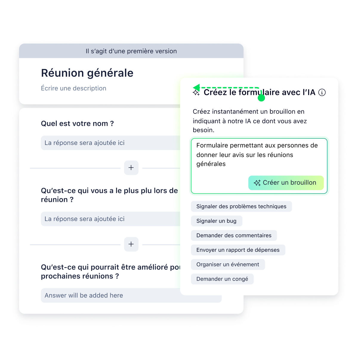 Tableau de bord d'outils IA pour gestion de projet et collaboration.