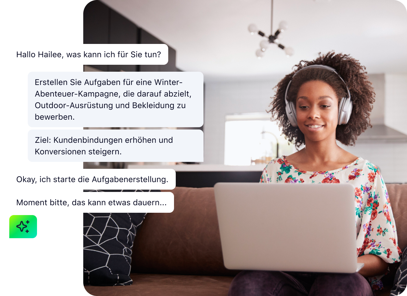 Wrike Copilot Sprachauswahl mit Deutsch, Englisch und Spanisch.