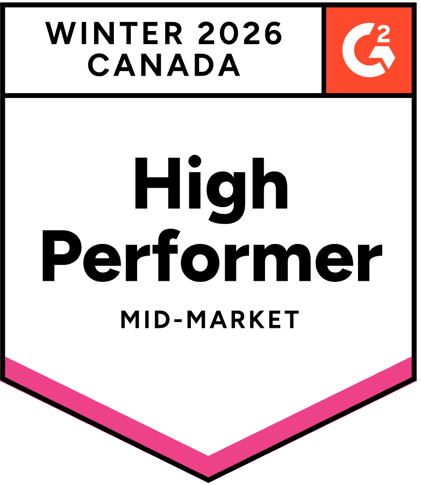 Wrike High Performer badge for Work Management mid-market Canada.