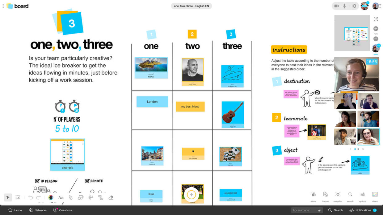 Remote Work : One Two Three Ice Breaker Template| Klaxoon