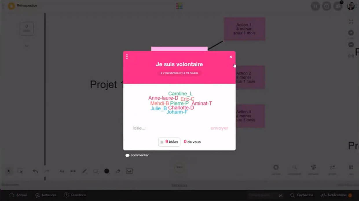 question asynchrone à distance réunion rétrospective klaxoon brainstorm
