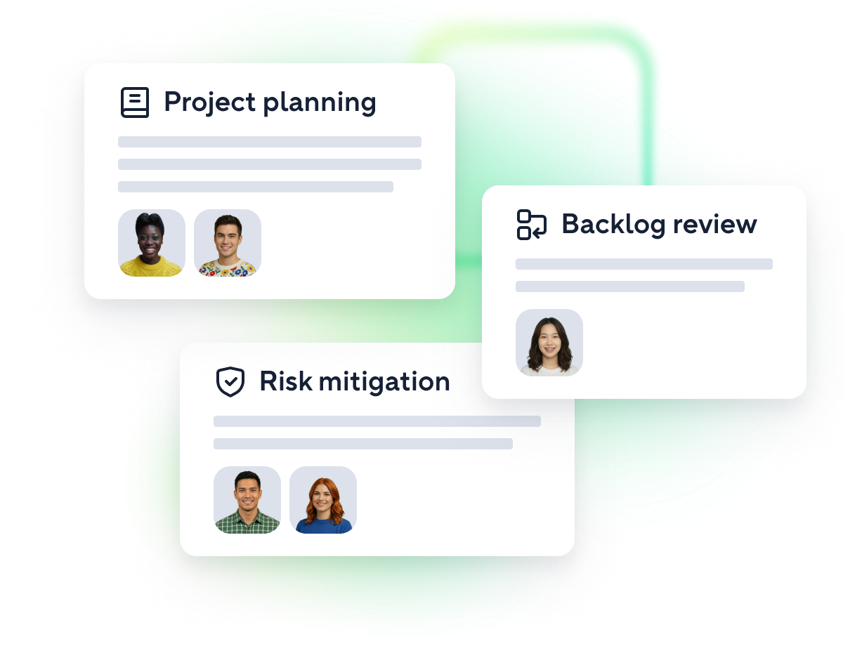 Multiple AI agents displayed with competition rankings and data charts.