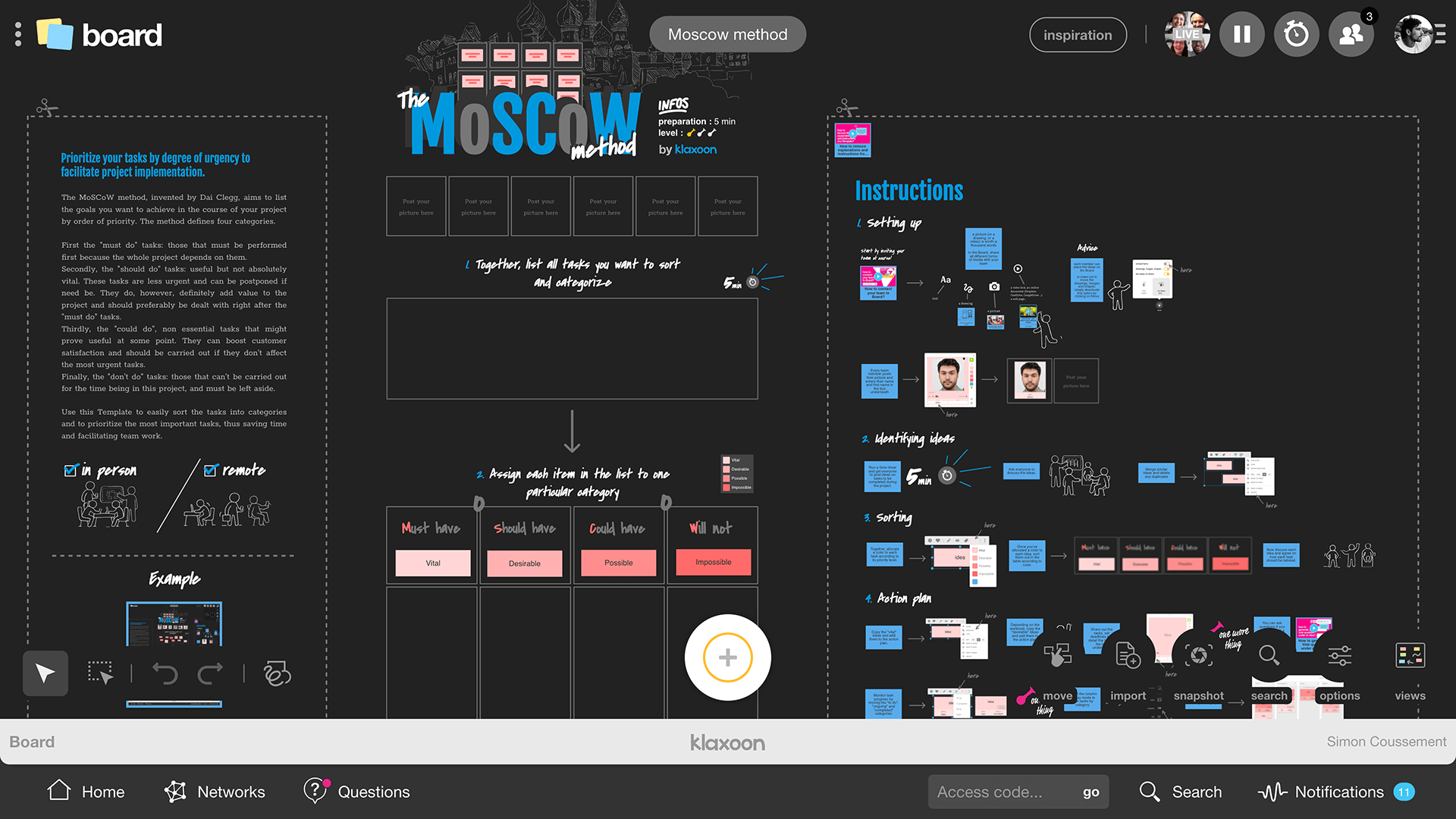 Template the Moscow method |Klaxoon