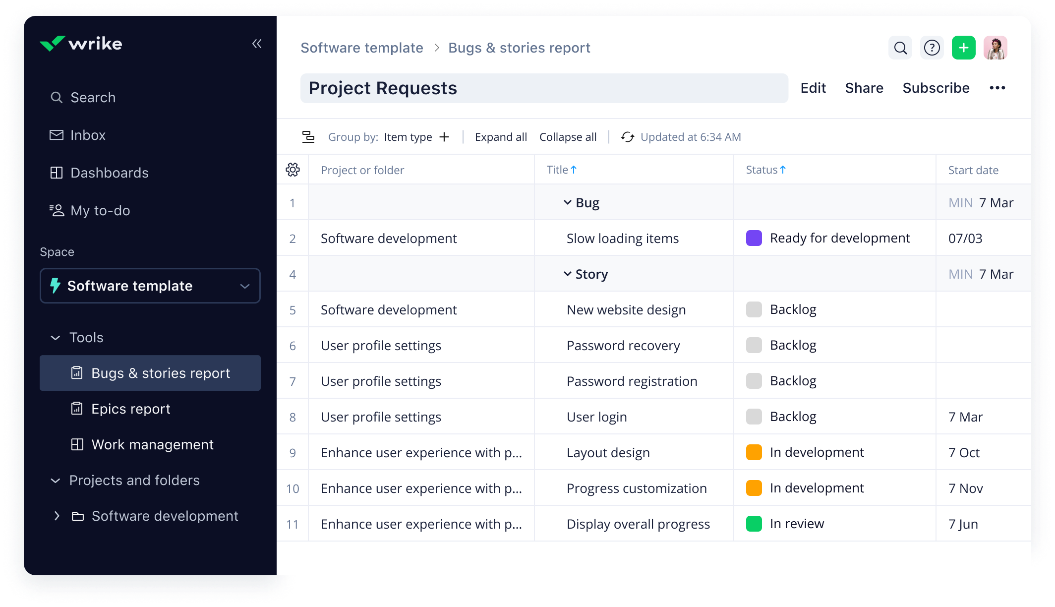 software development template