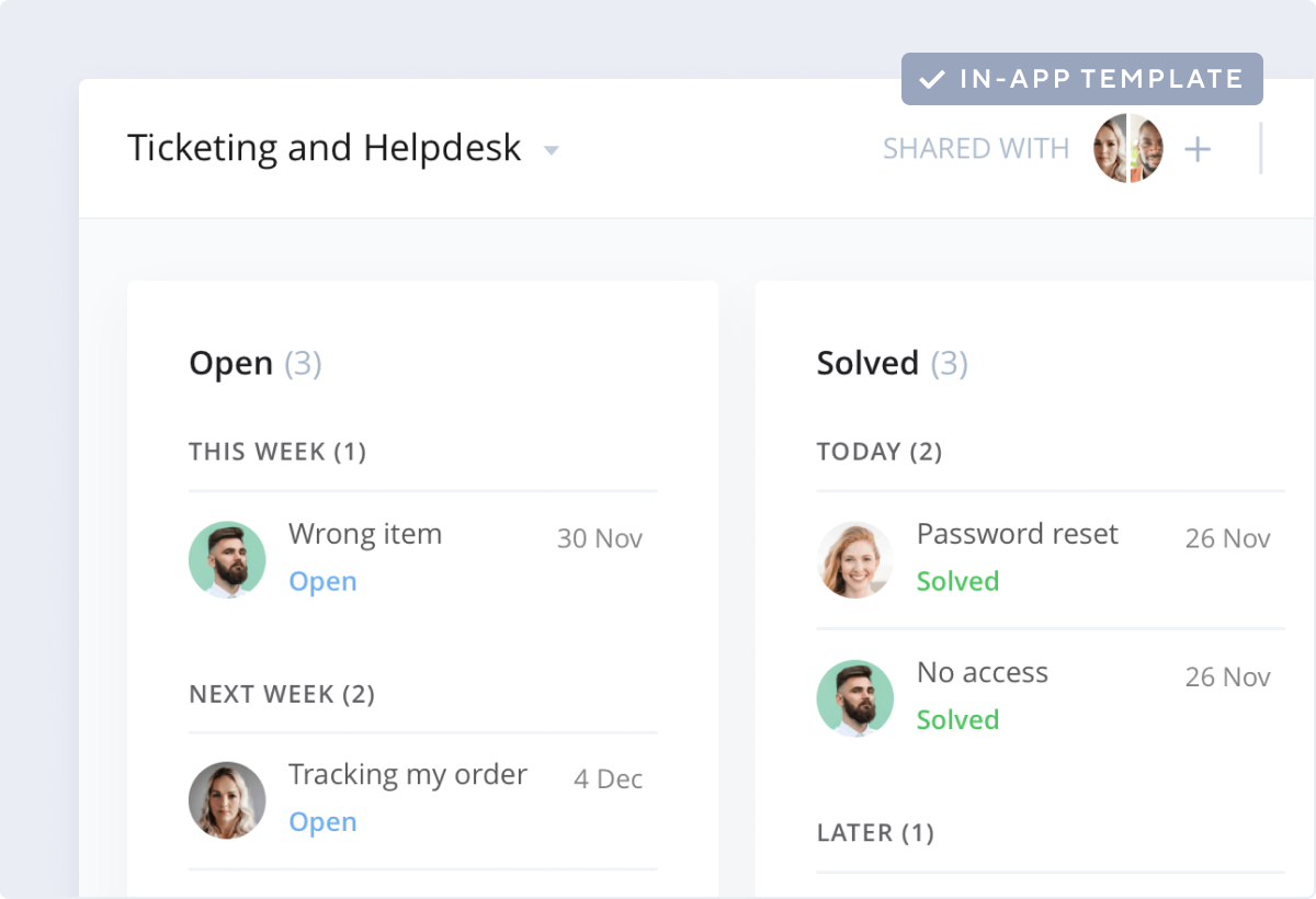 <p>Ticketing and Help Desk Template</p>