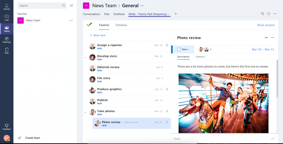 Presentación de la integración de Wrike con Microsoft Teams