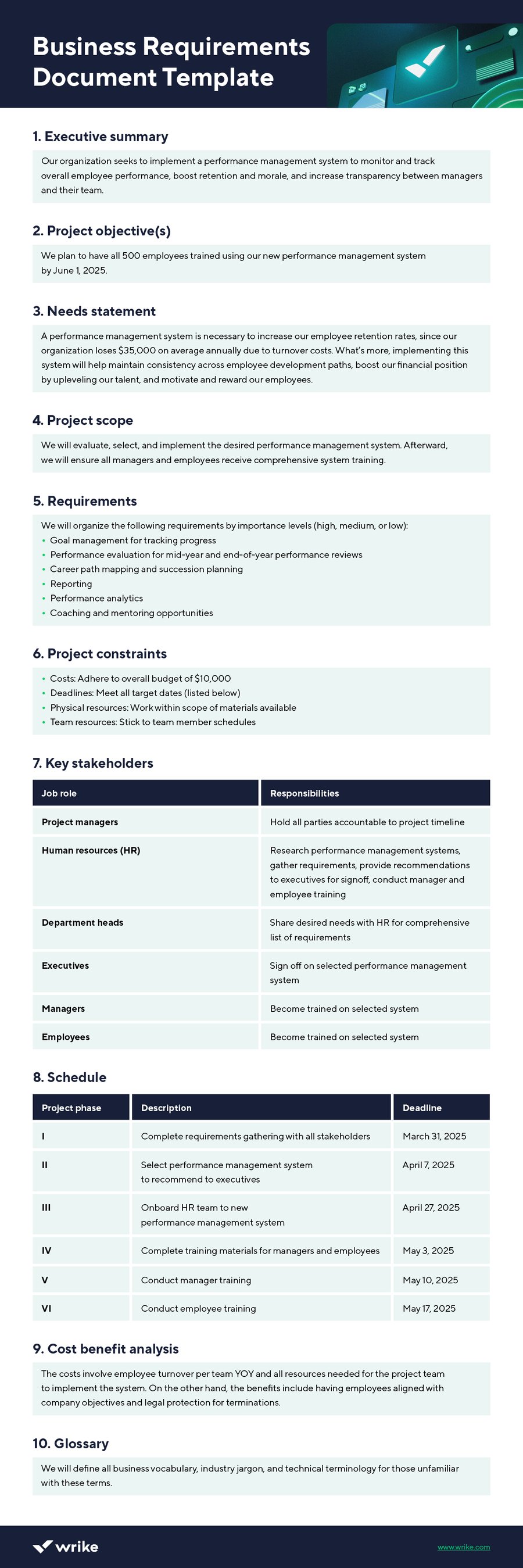 business requirements document template