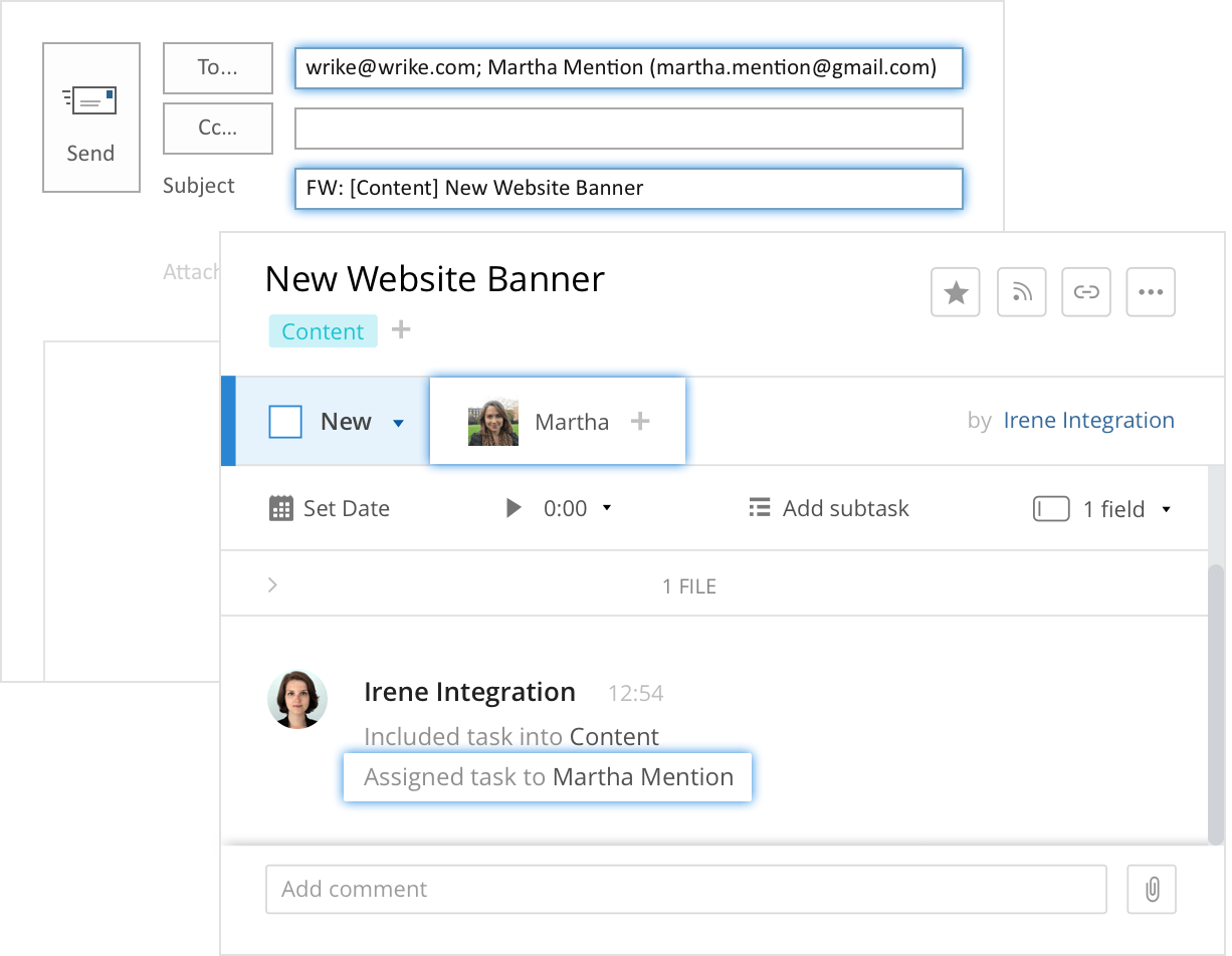 Wrike's patented smart email integration helps you easily track every project update