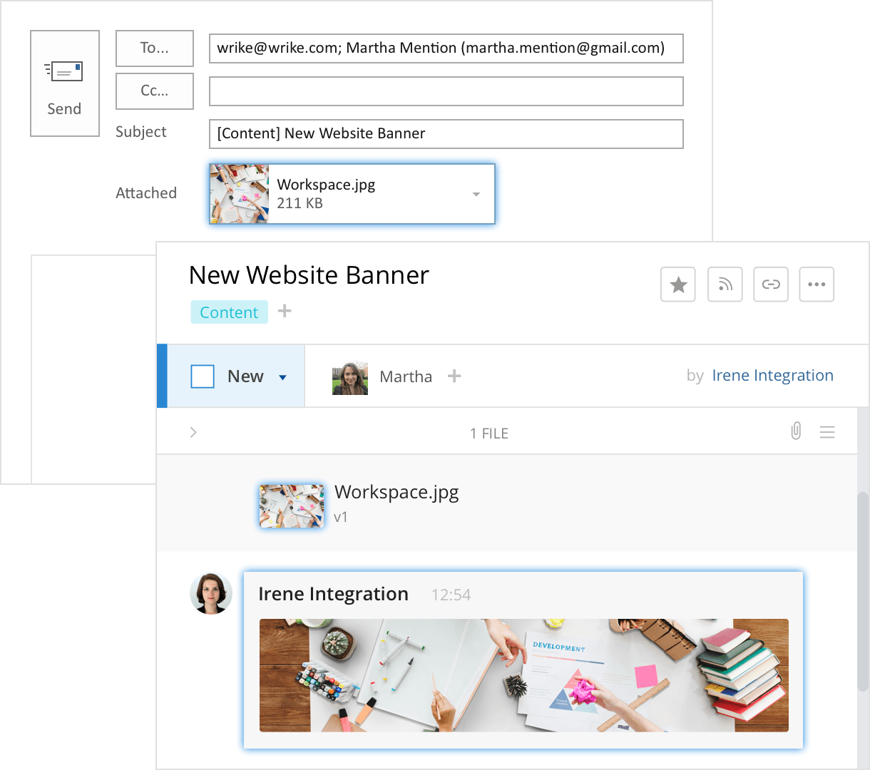 Wrike's patented smart email integration helps you easily track every project update