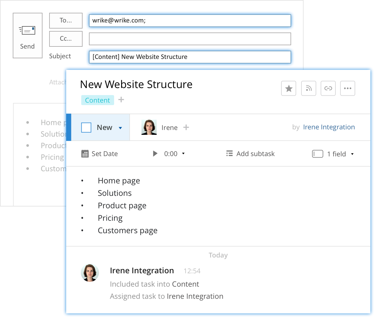 Wrike's patented smart email integration helps you easily track every project update